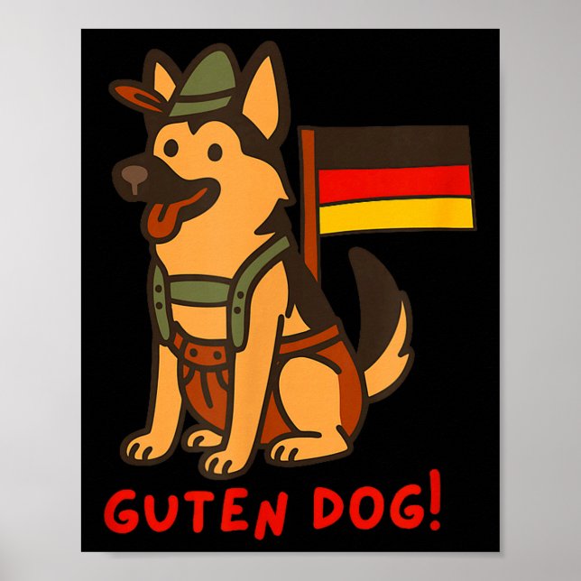 Póster German Shepherd Funny Beer Festival Guten Dog  (Frente)