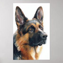 Póster German shepherd portrait watercolor