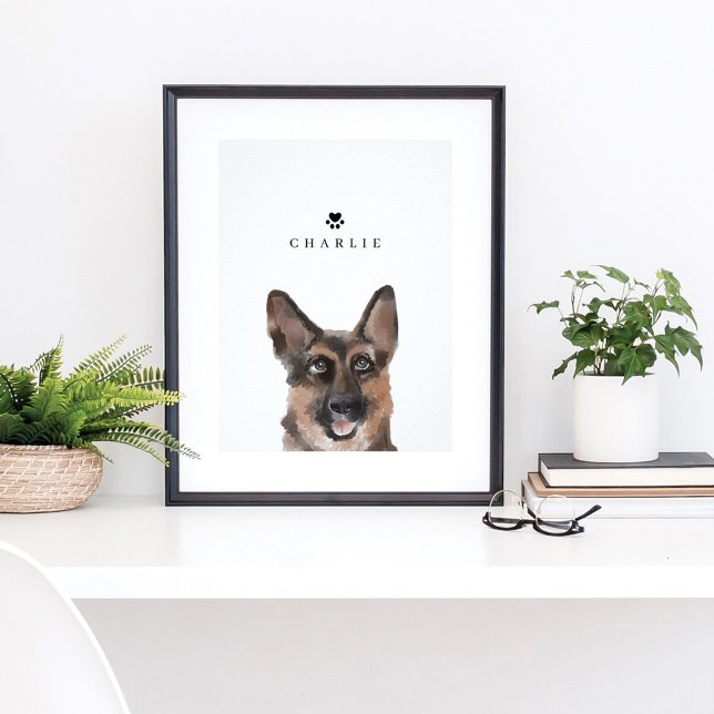 Póster German Shepherd Watercolor Illustration Dog's Name (Subido por el creador)