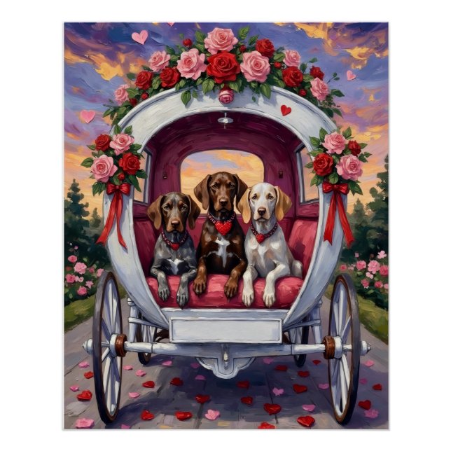 Póster German Shorthaired Pointer Dog Valentine's Day  (Anverso)