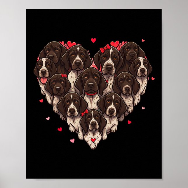 Póster German Shorthaired Pointer Heart Valentine Womens  (Frente)