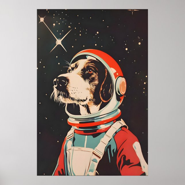 Póster German Wirehaired Pointer Astronaut Poster, German (Frente)