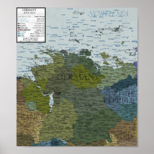 Póster Germany - 100 m Sea Level Rise