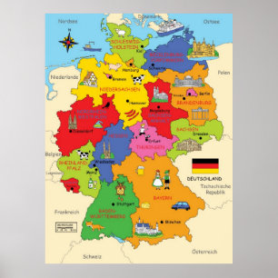 Póster Germany map