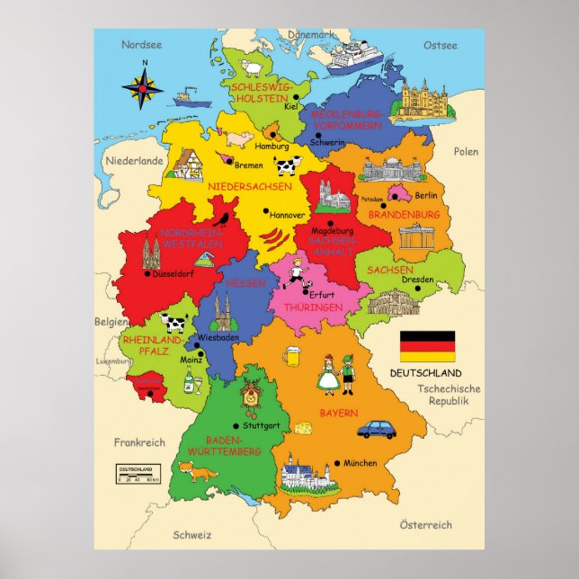 Póster Germany map (Frente)