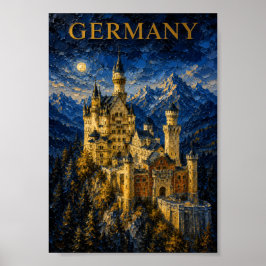 Póster Germany: Mystic Glow Neuschwanstein Castle Art Sou