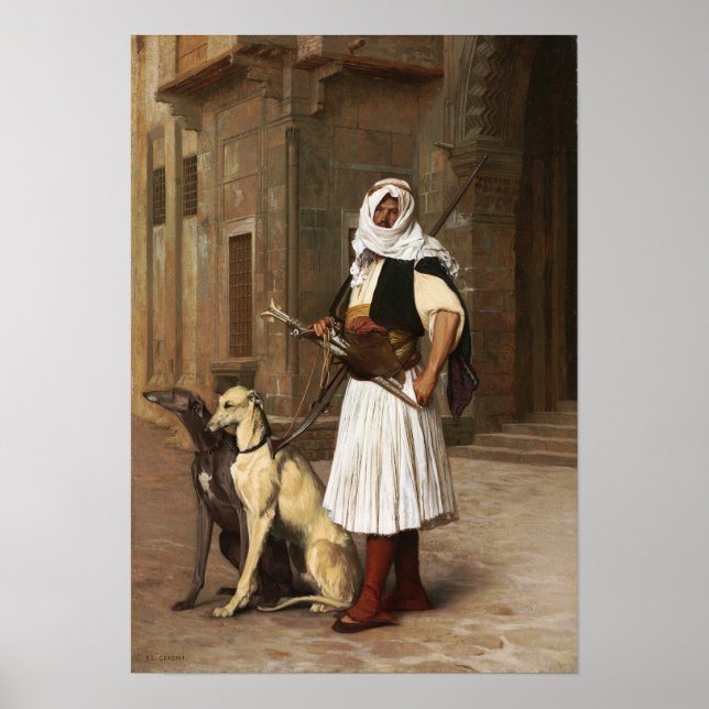 Póster Gérôme - Arnaut Con Dos Perros Blancos 1867 (Frente)