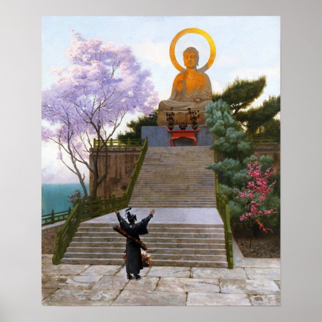 Póster Gérôme - Japoneses emplean a una deidad (Frente)