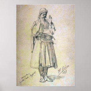 Póster Gérôme - Oficial de Arnaut en la oración