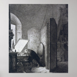 Póster Gérôme - Rembrandt En Su Estudio