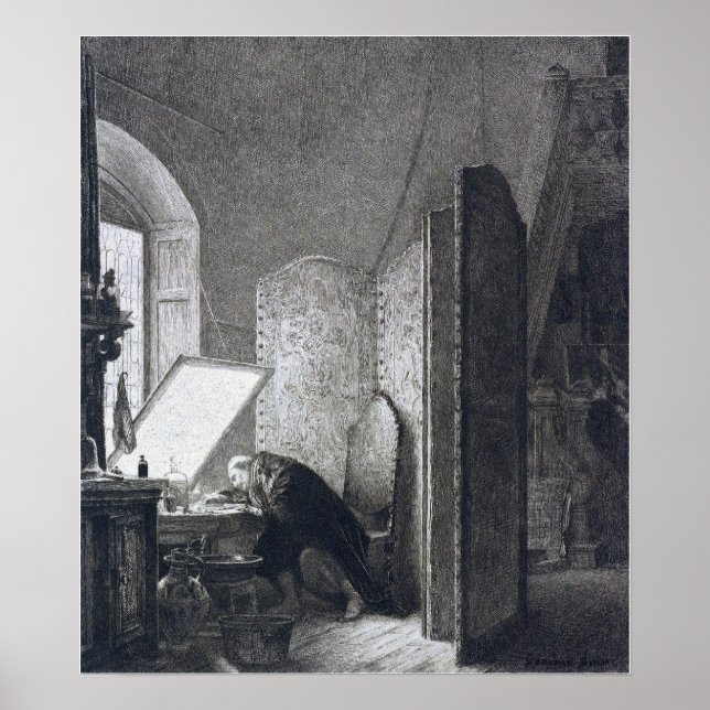 Póster Gérôme - Rembrandt En Su Estudio (Frente)