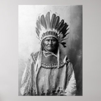 Póster Geronimo in headdress 1907