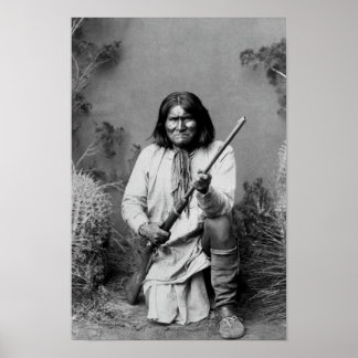 Póster Geronimo Kneeling With Rifle - 1886