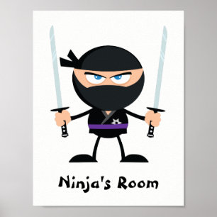 Póster Gerrero Ninja Dos Katana del cinturón púrpura pers