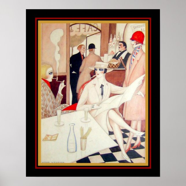 Póster Gerta Wegener Art Deco acuarela sobre papel 16 x 2 (Frente)
