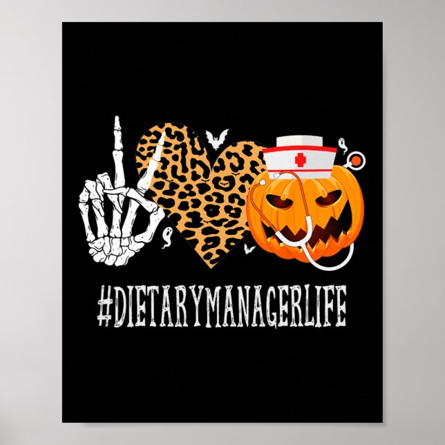 Póster Gestor de dieta Peace Love Pumpkin Funny Halloween (Frente)