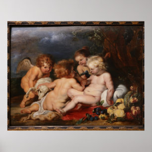 Póster Gesù Bambino con San Giovannino e Angeli