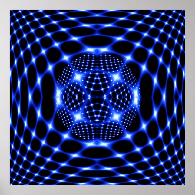 Póster Gglob azul neón fractal (Frente)