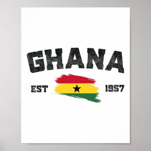 Póster Ghana Este. Día de la Independencia de la Bandera 