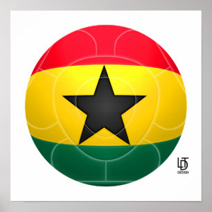 Póster Ghana - Fútbol de los Black Stars
