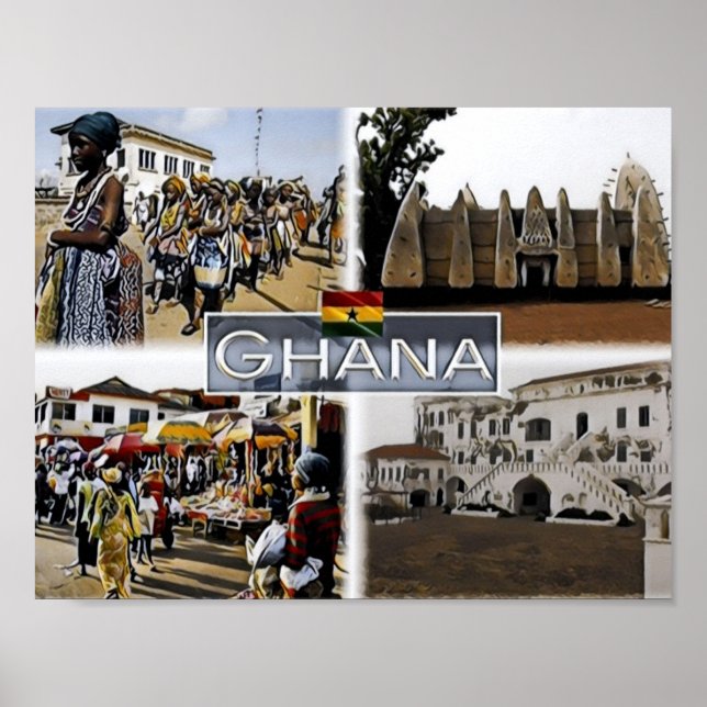 Póster Ghana - Mosaico - (Frente)