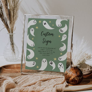 Póster Ghost Baby Shower Personalizado Rótulo Verde