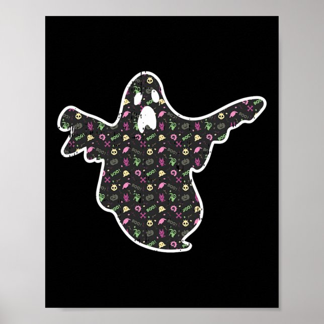 Póster Ghost Boo Grim Reaper Mompkin patrón Halloween Fác (Frente)