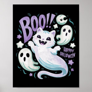 Póster Ghost Cat Boo Kitty Halloween