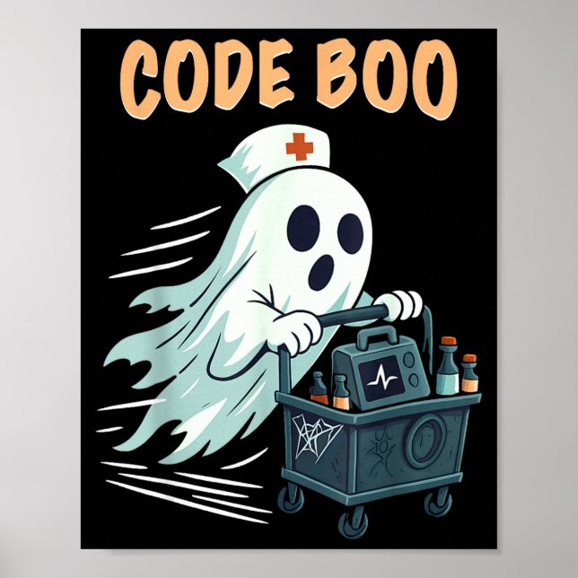 Póster Ghost Code Boo In The Icu Nursing Gift For Hallowe (Frente)