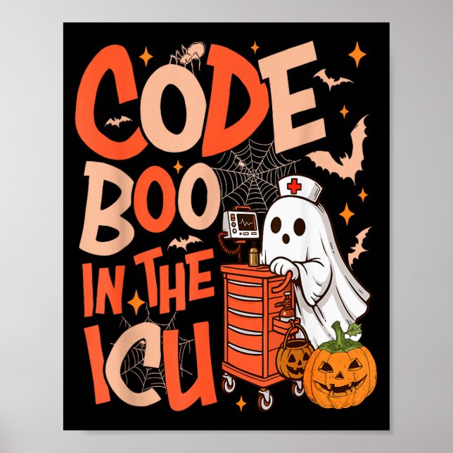 Póster Ghost Code Boo In The Icu Nursing Nurse Halloween  (Frente)