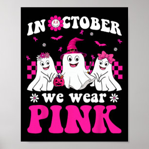 Póster Ghost Ghost Halloween Pink Groovy Cáncer de Mama