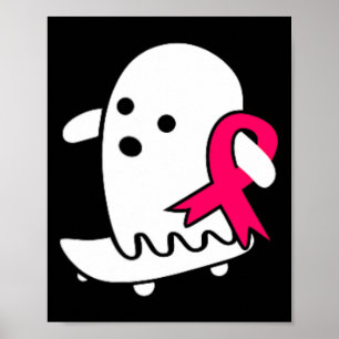Póster Ghost Halloween Cáncer Cáncer de Mama Rosa