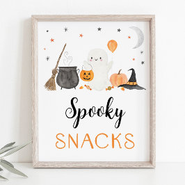 Póster Ghost Halloween Spooky Snacks Fiesta Rótulo