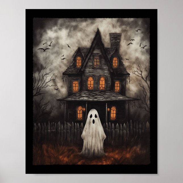 Póster Ghost Haunted House Midnight Halloween Ghost Spook (Frente)