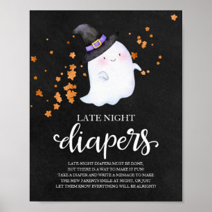 Póster Ghost Late Night Diapers Baby Shower Game Rótulo