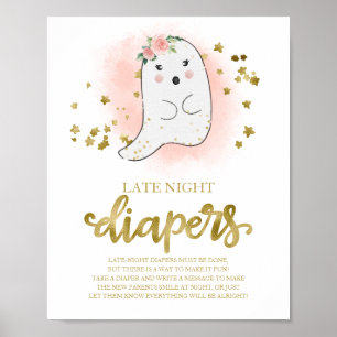 Póster Ghost Late Night Diapers Baby Shower Game Rótulo