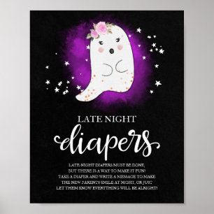Póster Ghost Late Night Diapers Baby Shower Game Rótulo