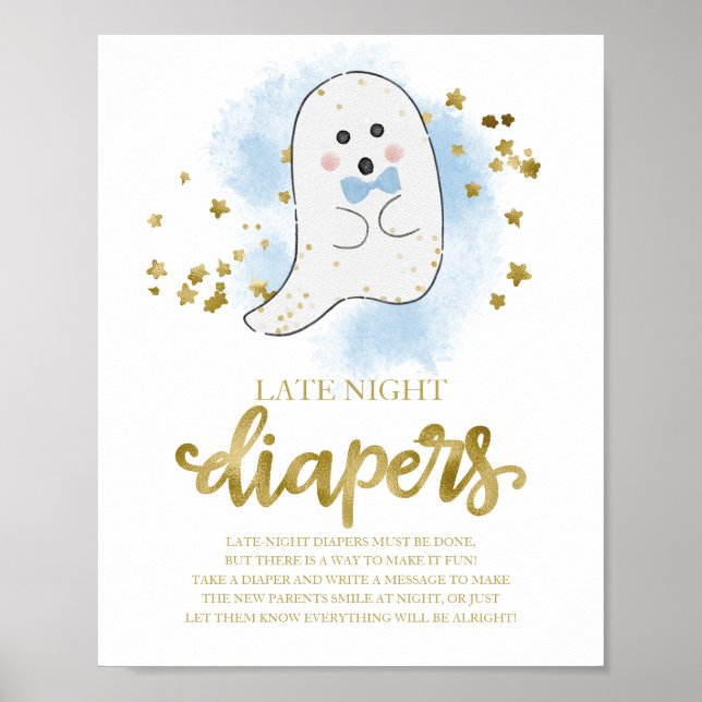 Póster Ghost Late Night Diapers Baby Shower Game Rótulo (Frente)