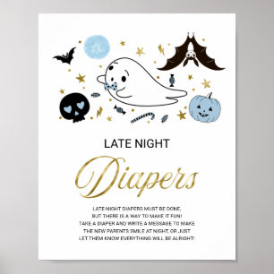 Póster Ghost Late Night Diapers Baby Shower Game Rótulo