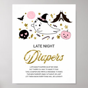 Póster Ghost Late Night Diapers Baby Shower Game Rótulo