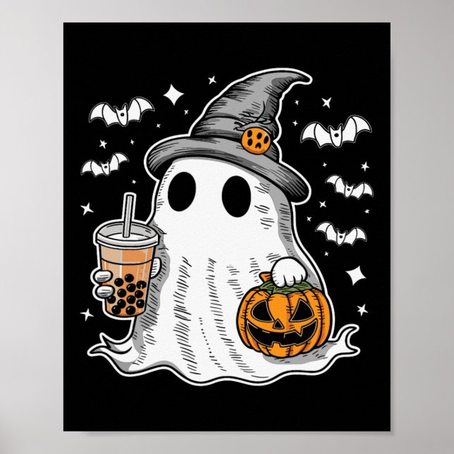 Póster Ghost Milktea Fantasma Beber té de burbuja (Frente)