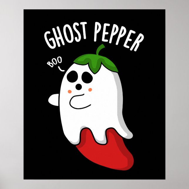 Póster Ghost Pepper Funny Chili Pun Dark BG (Frente)