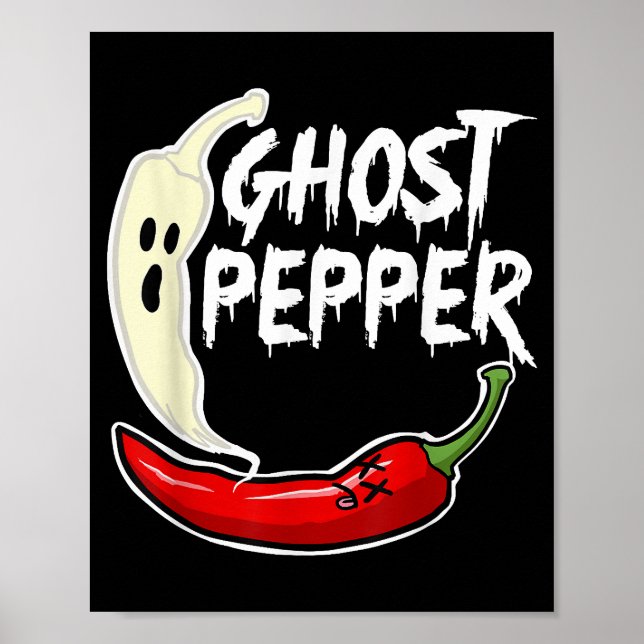 Póster Ghost Pepper Funny Spicny Hot Halloween Ghost Pepp (Frente)