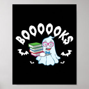 Póster Ghost Reading Libros De Lecturas De Halloween Disf