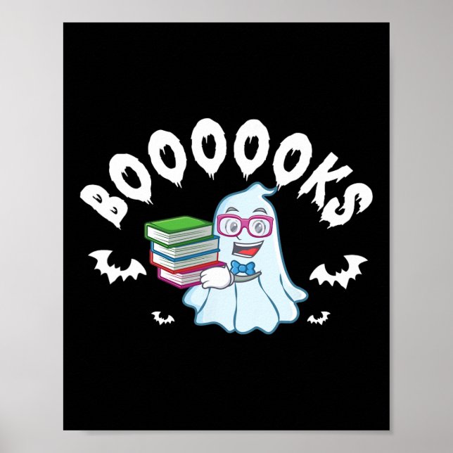 Póster Ghost Reading Libros De Lecturas De Halloween Disf (Frente)