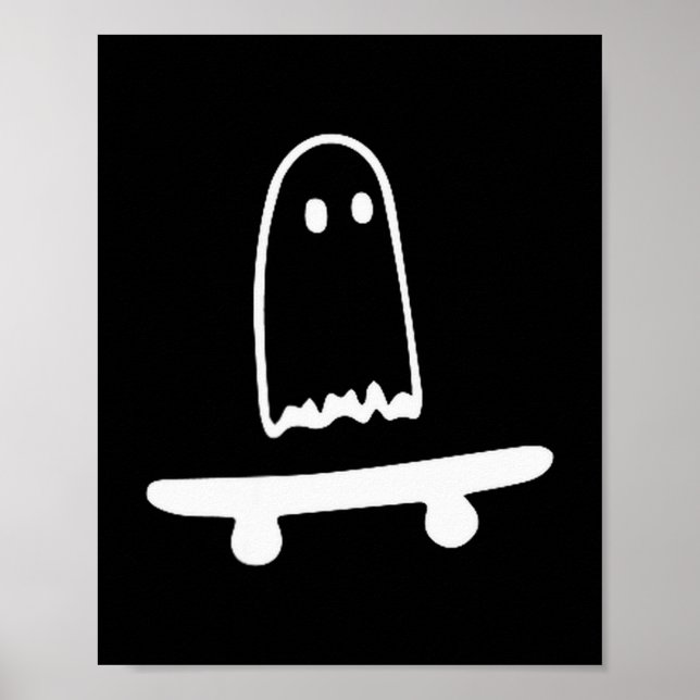 Póster Ghost Skateboard Lazy Halloween Costume Funny Skat (Frente)
