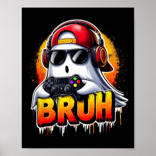 Póster Ghost Video Game Bruh Halloween Gaming Controller