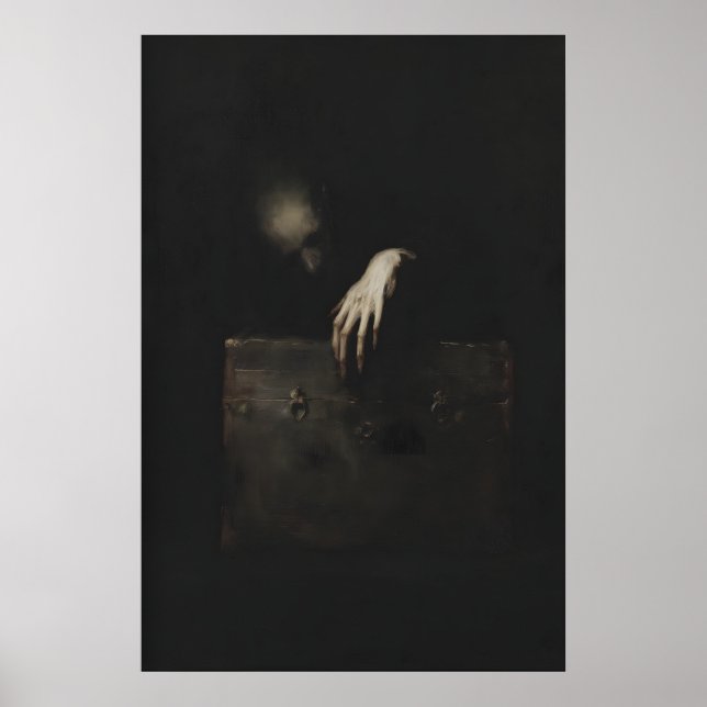 Póster Ghostly Figure Reaching Out of Antique Chest (Frente)