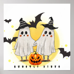 Póster Ghostly Vibes Halloween Wall Art Poster