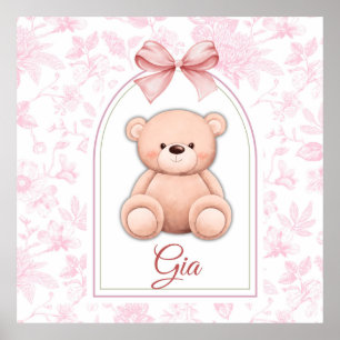 Póster Gia   Diseño de guardería de osito rosado personal